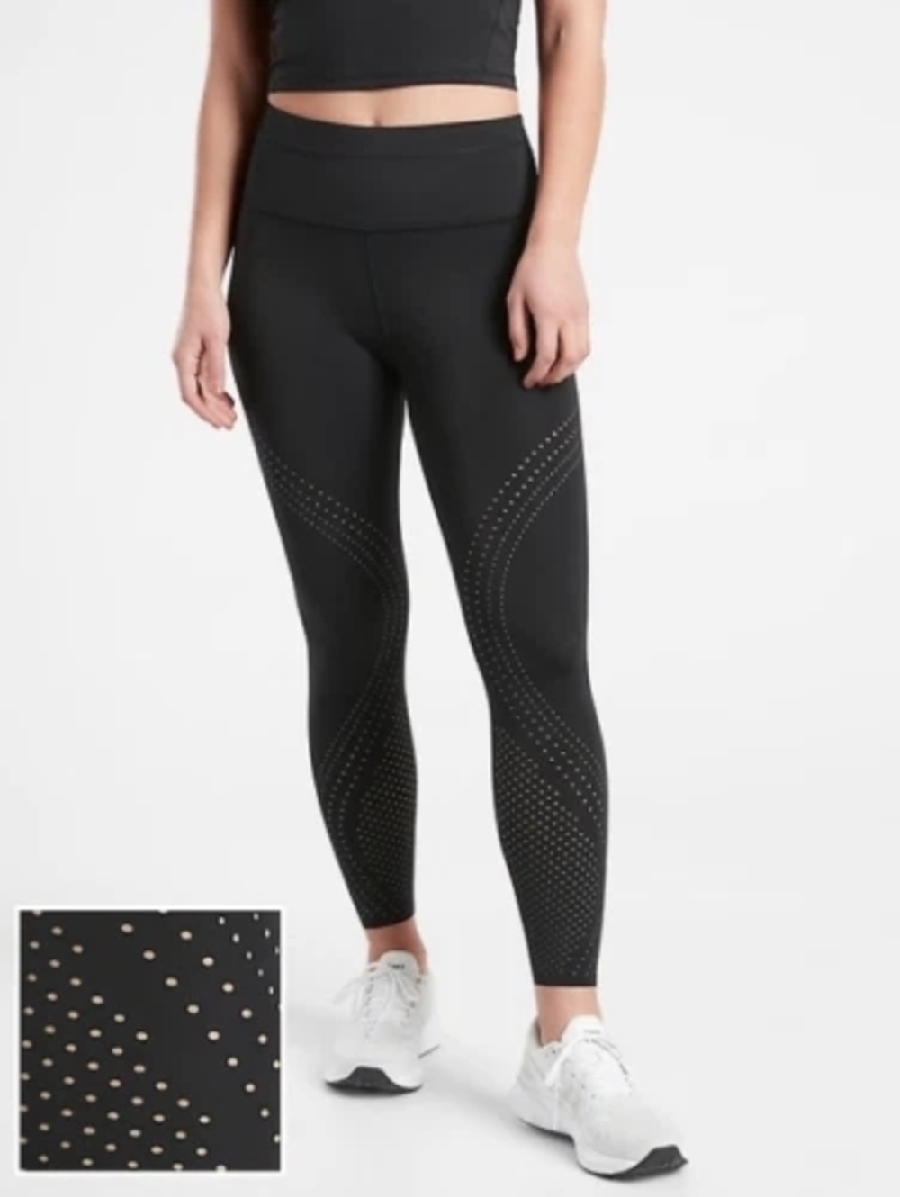 Athleta Black High-Rise Leggings with Perforated Wave Detail Size L